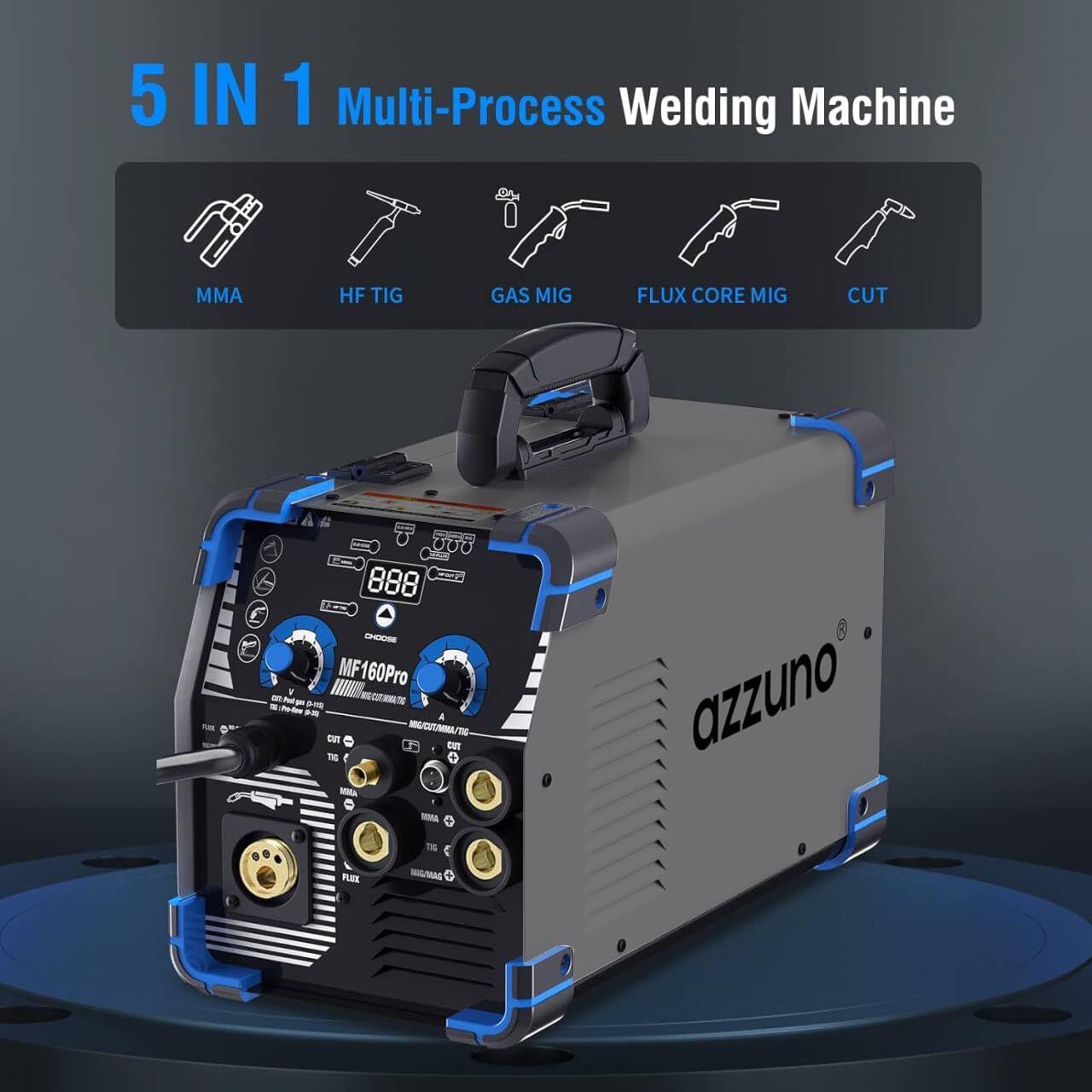AZZUNO 5 in 1 Welding Machine 160Amp Plasma Cutter Welder Combo